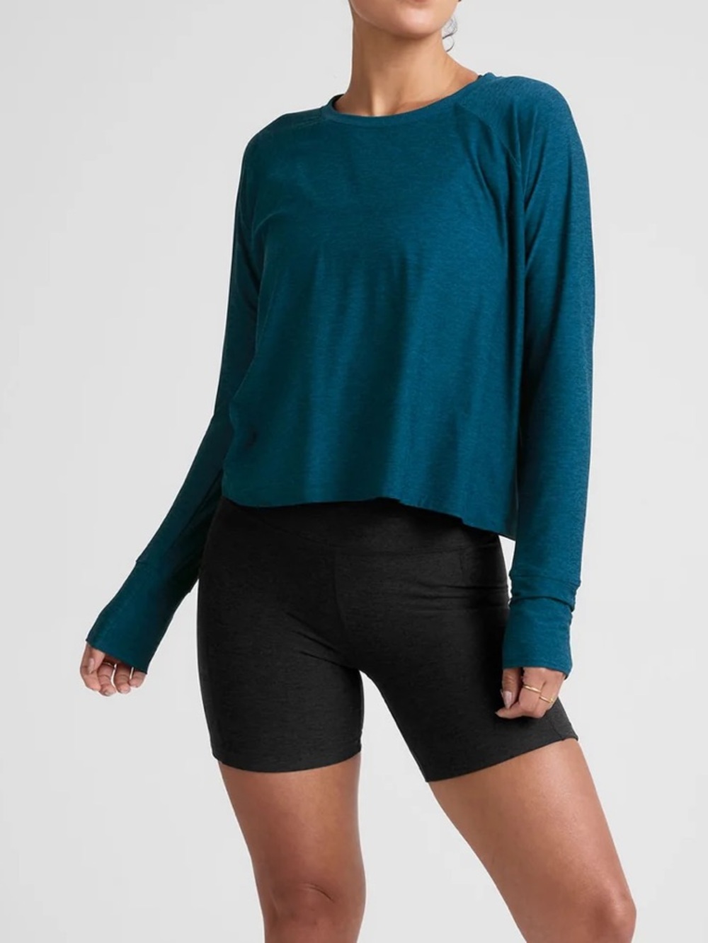 Beyond Yoga Featherweight Daydreamer Blue Gem Heather Pullover Womens Large